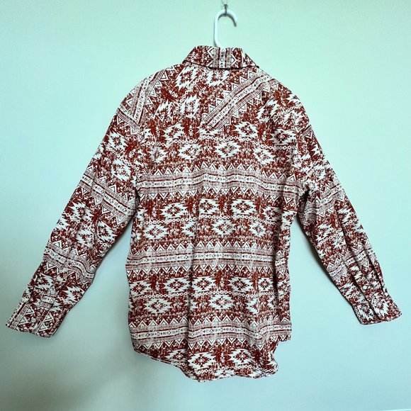 Cowboy Mens Horizontal Distressed Aztec Pearl Snap Button Down Longsleeved Shirt - Picture 3 of 8